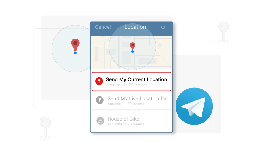 ارسال موقعیت مکانی یا لوکیشن در تلگرام - Is Banner